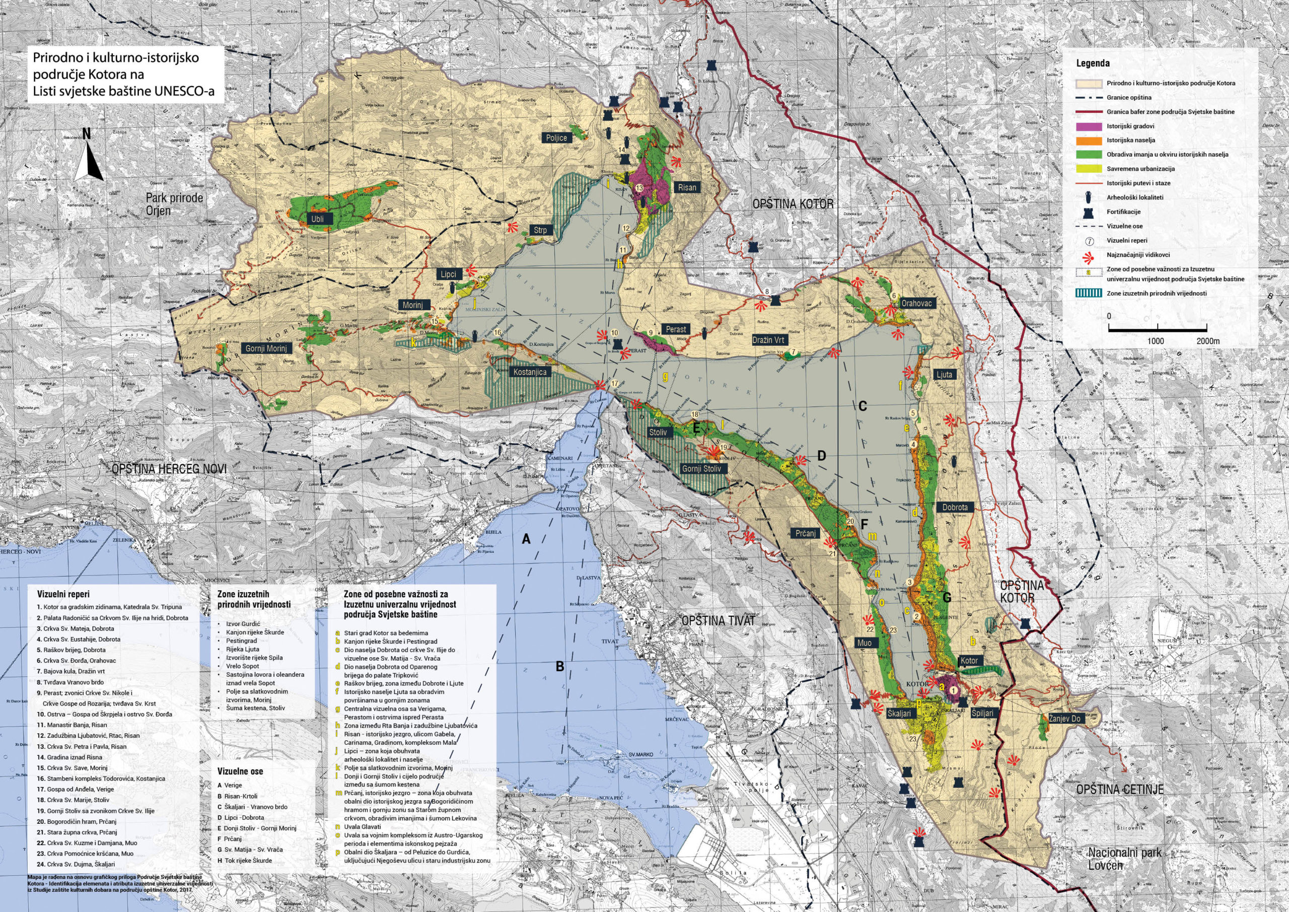 Mapa prirodnog i kulturno-istorijskog područja Kotora